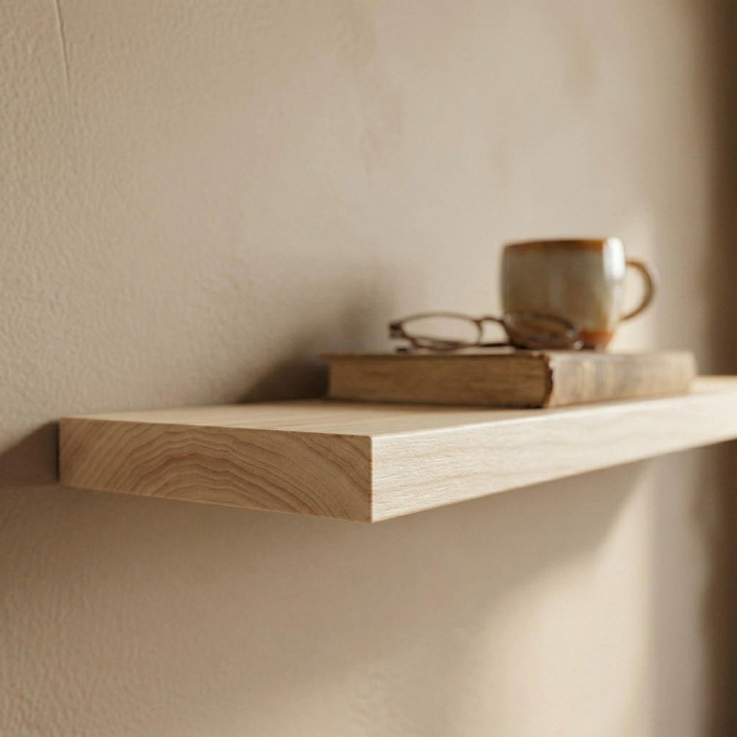 Schwebendes Wandregal – Ahorn Massivholz
