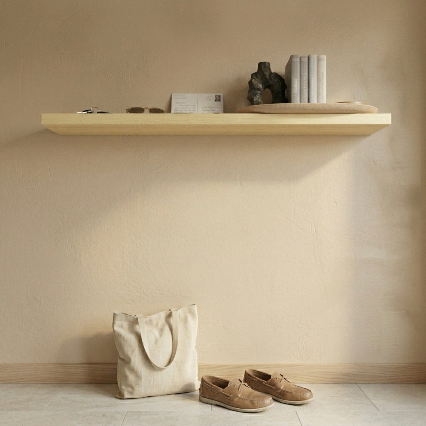 Schwebendes Wandregal – Birke Massivholz