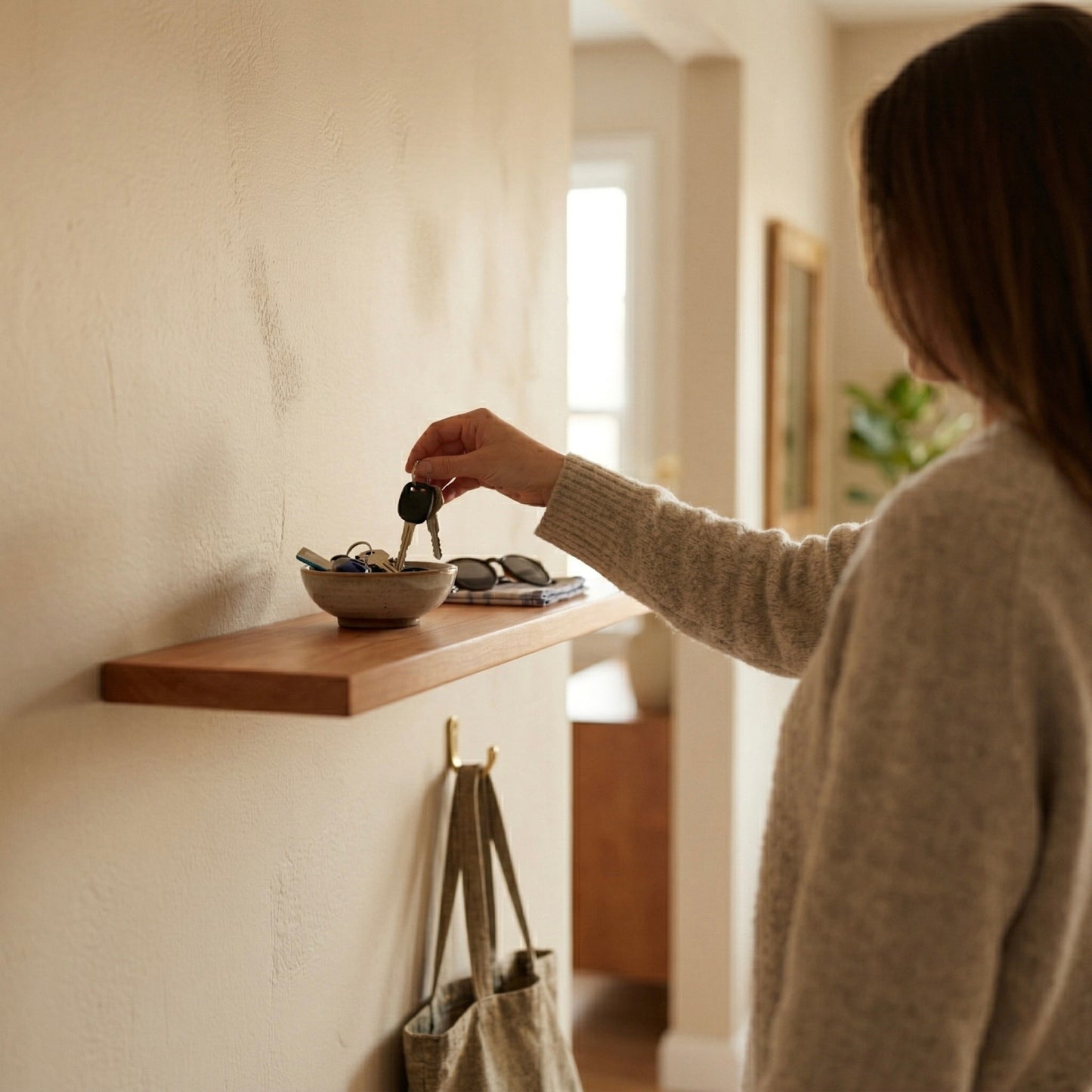 Schwebendes Wandregal – Kirschbaum Massivholz