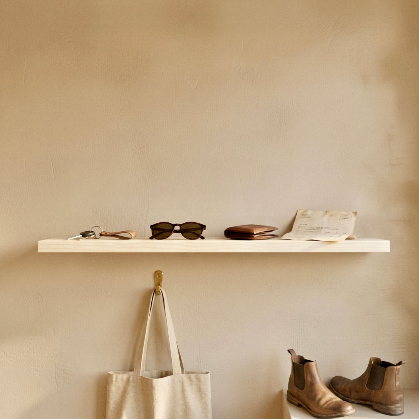 Schwebendes Wandregal – Ahorn Massivholz