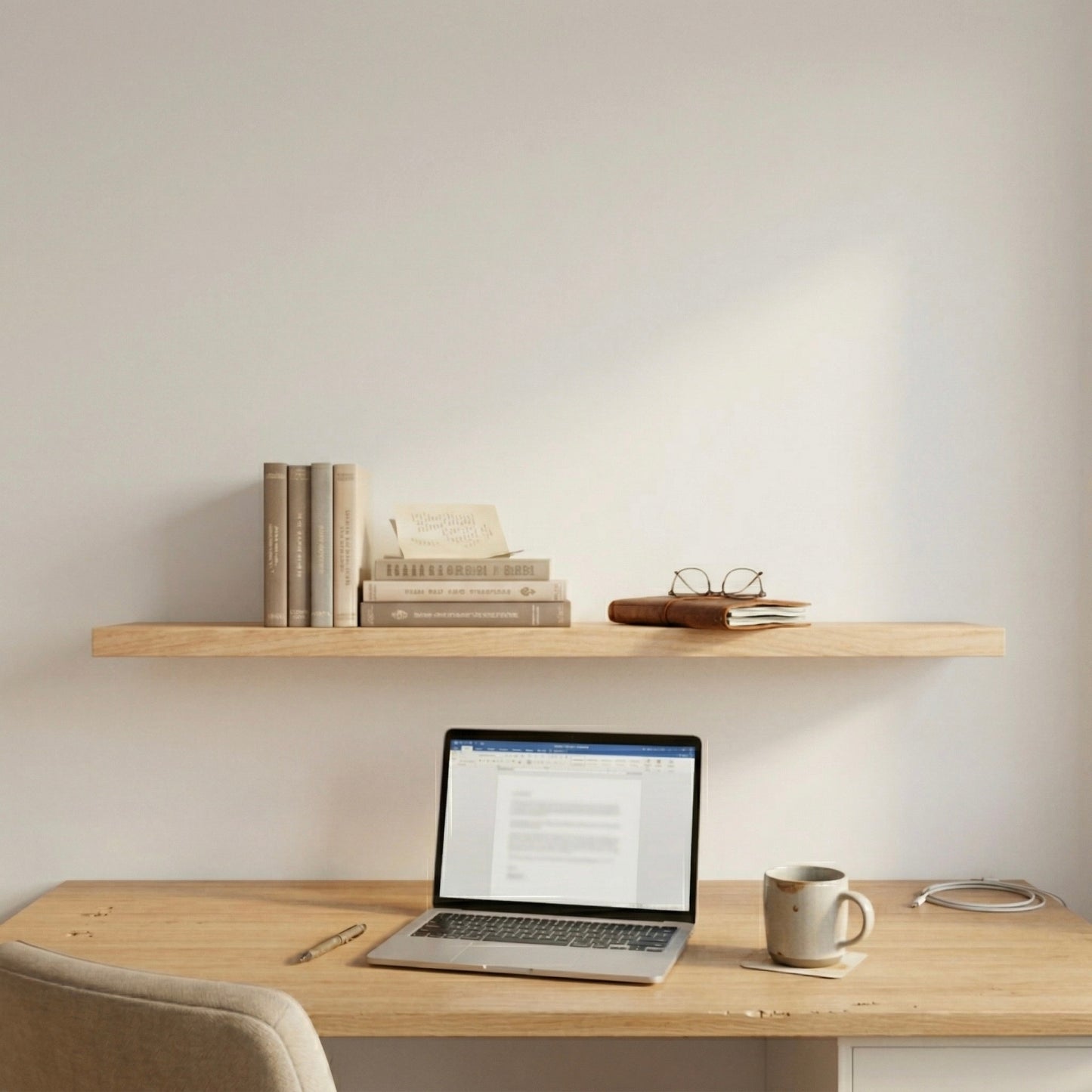 Schwebendes Wandregal – Buche Massivholz