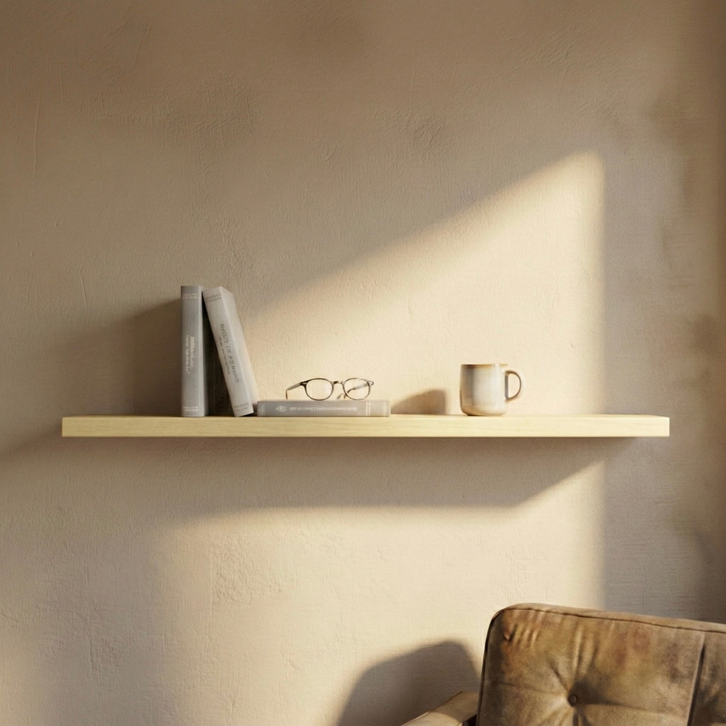 Schwebendes Wandregal – Birke Massivholz