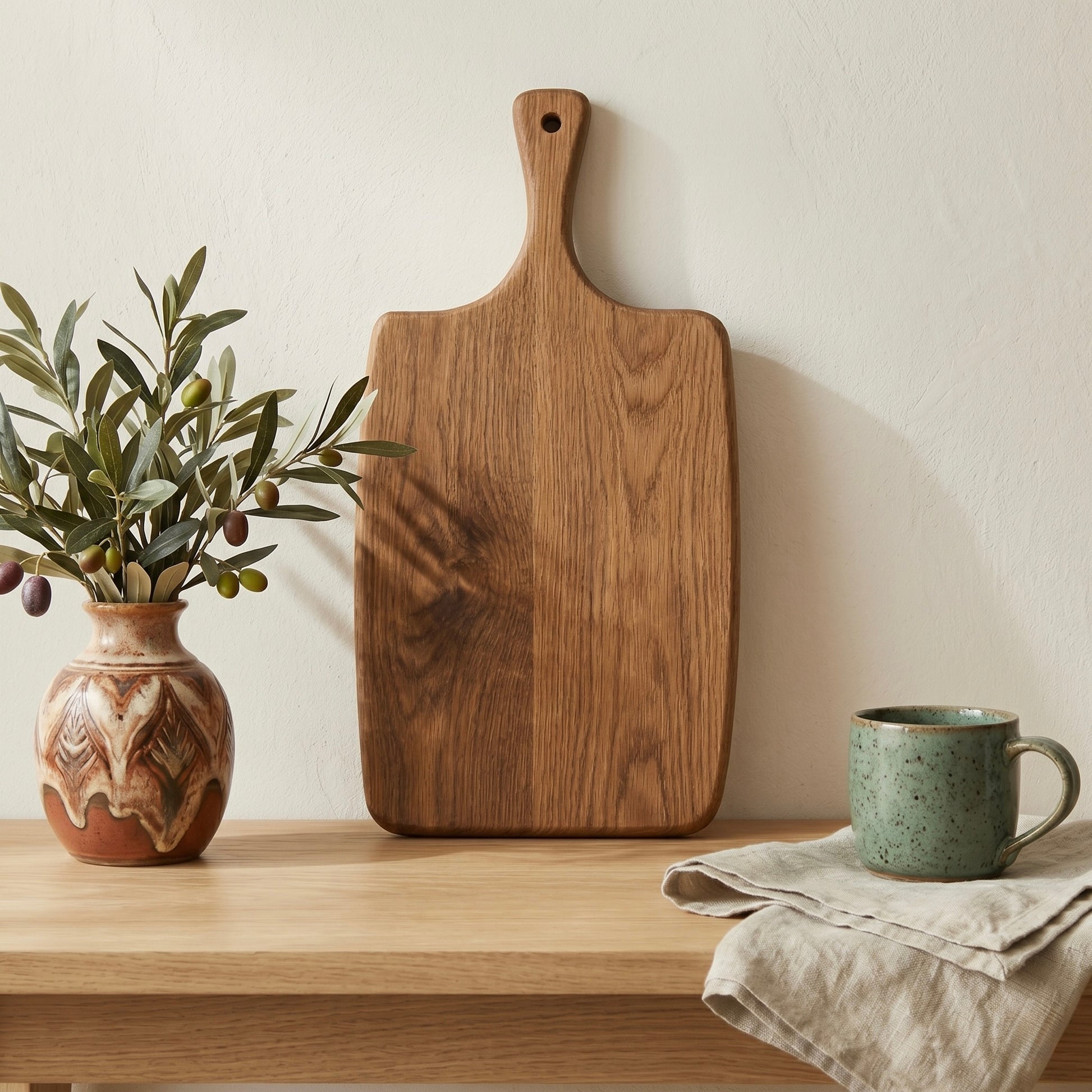 Handgefertigtes Servierbrett Eiche Artisan aus massiver Eiche mit charakteristischer Holzmaserung